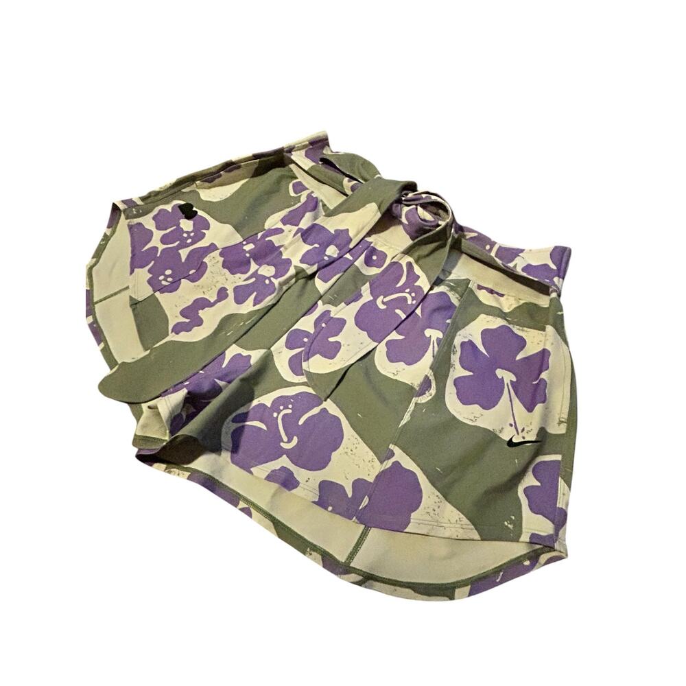 Nike x Naomi Osaka Women’s Green/Purple Floral Print Tie-Waist Shorts - Size XL - Picture 4 of 6